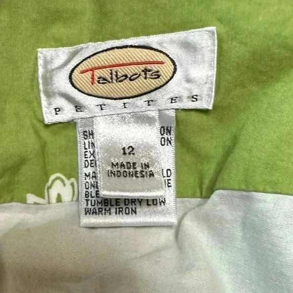 Talbots Spring Green White Garden Party Skirt with White Eyelet-Trimmed Lining - Picture 5 of 6